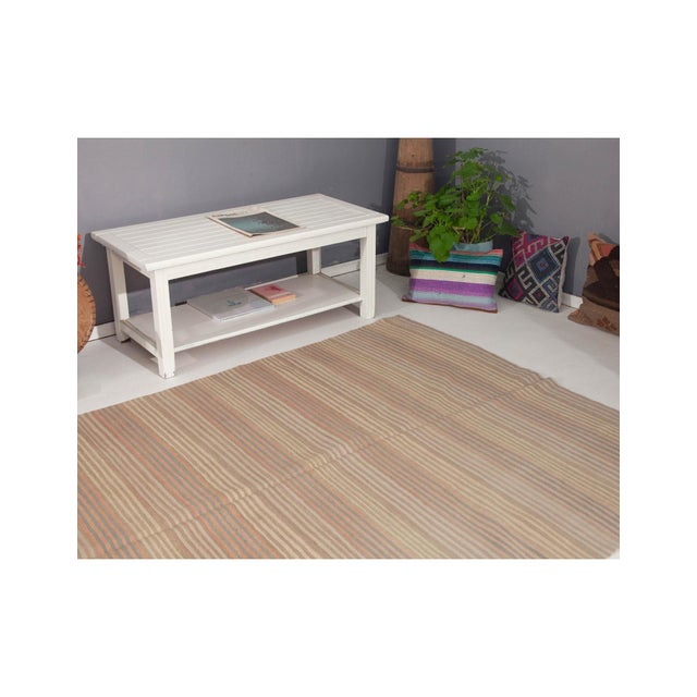 1960s Faded Vintage Striped Kilim Rug - 5`5" X 11`0" For Sale - Image 5 of 6