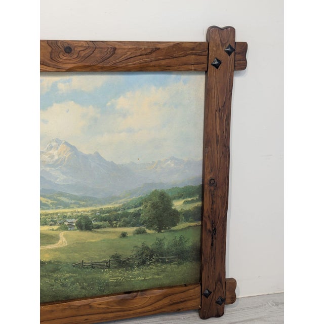 Alpine Landscape, 1970s, Oil Painting on Board, Framed For Sale - Image 4 of 10