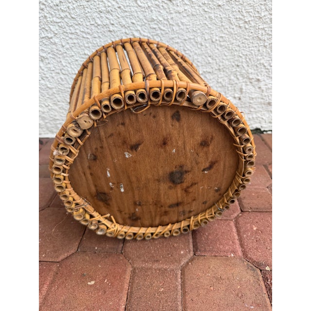 Mid 20th Century Vintage Tortoise Pencil Bamboo Rattan Planter For Sale - Image 4 of 6