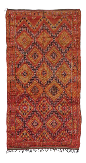 Vintage Berber Red Beni M'Guild Moroccan Rug - 05'09 X 10'07