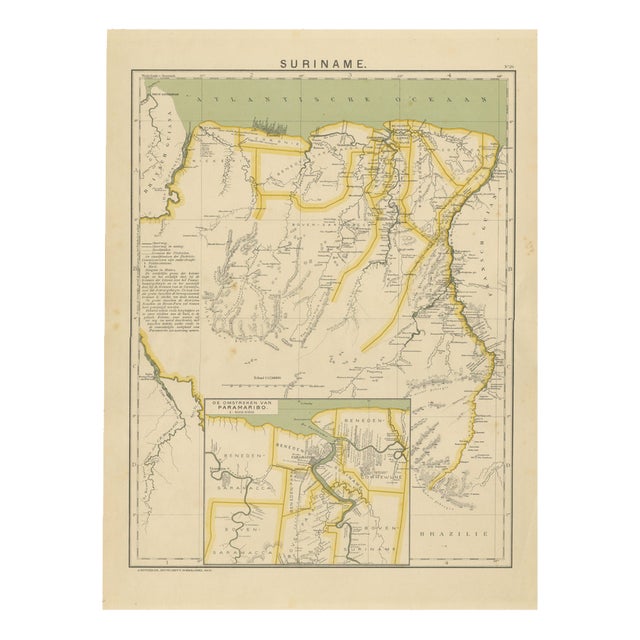 Antique Dutch Colonial Map with Districts, 1905 For Sale