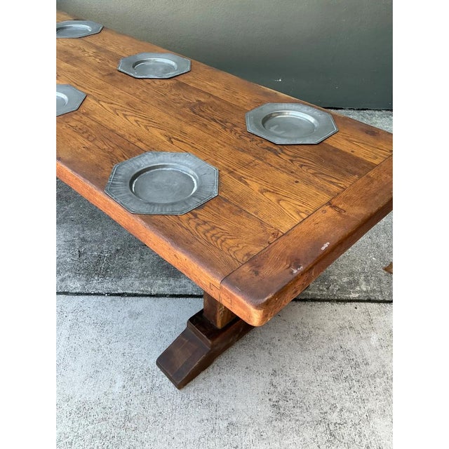 Vintage Monumental Metal Plate Refractory Monastery Table For Sale - Image 9 of 13