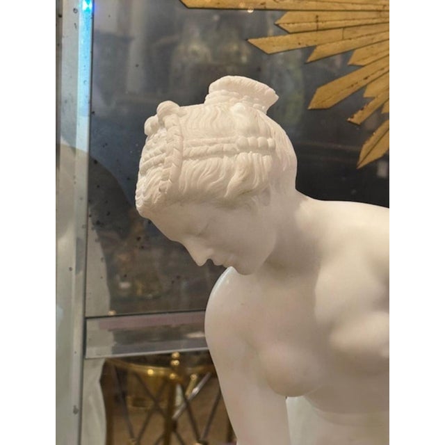 This item is a 19th-century French marble statue of Venus, a renowned sculpture depicting the Roman goddess of love and...