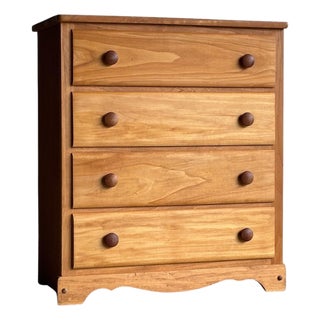 Vintage Honey Tone Wooden Chest of Drawers For Sale