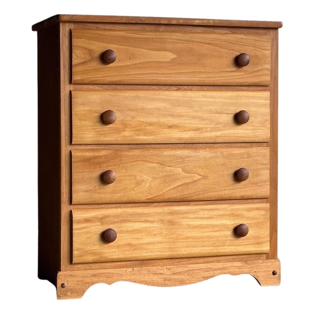 Vintage Honey Tone Wooden Chest of Drawers For Sale