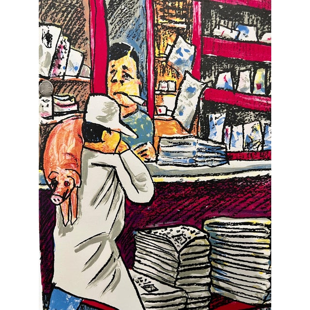 1990s Red Grooms, Red Grooms Canal St Chinatown Manhattan New York City Lithograph Cartoon Pop Art, 1993 For Sale - Image 5 of 9