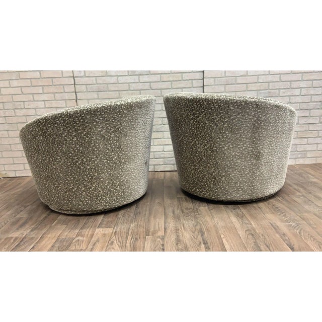 Greige Mid Century Modern “Nautilus” Swivel Chairs Vladimir Kagan for Weiman - Pair For Sale - Image 8 of 12