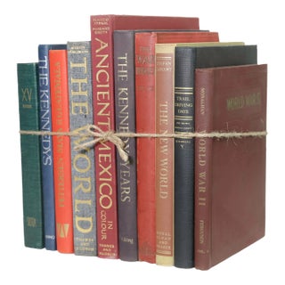 Decorative Books - Vintage World History Oversized Book Bundle - 1 foot of Books For Sale