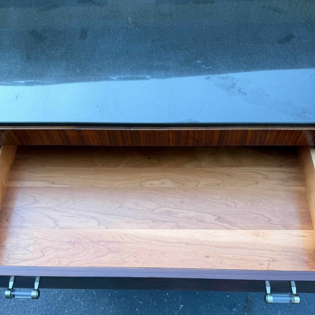 Burl Wood Sideboard Bar With Granite Top For Sale - Image 9 of 10