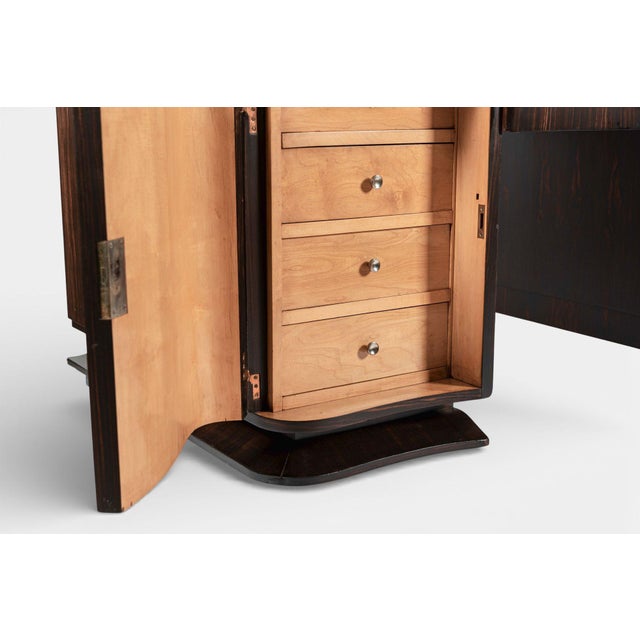 Brown Exceptional Antique Art Deco Large Macassar Ebony Wood Executive Desk For Sale - Image 8 of 13
