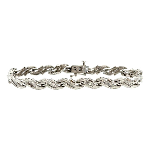 Silver 925 Diamond Baguette Tennis Bracelet For Sale