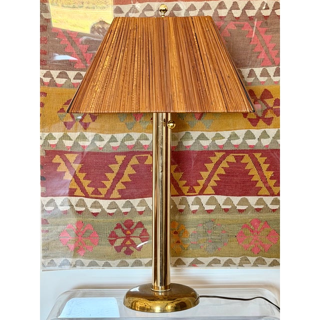 Bertil Brisborg Paavo Tynell-Style Split Reed Table Lamp Organic Modern Brass Scandinavian-Style For Sale - Image 4 of 18