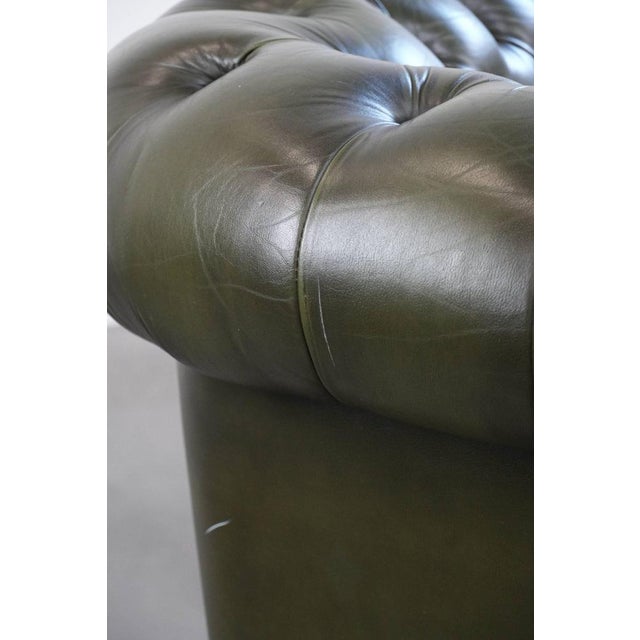 Chesterfield Club Chair in Green Cowhide Leather For Sale - Image 17 of 18