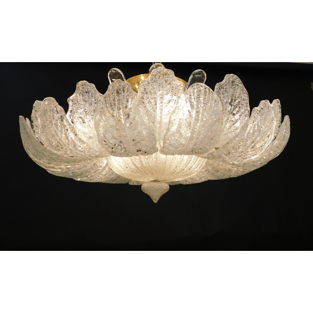 1960s Clear Graniglia Murano Leaves Flush Mount For Sale - Image 6 of 10