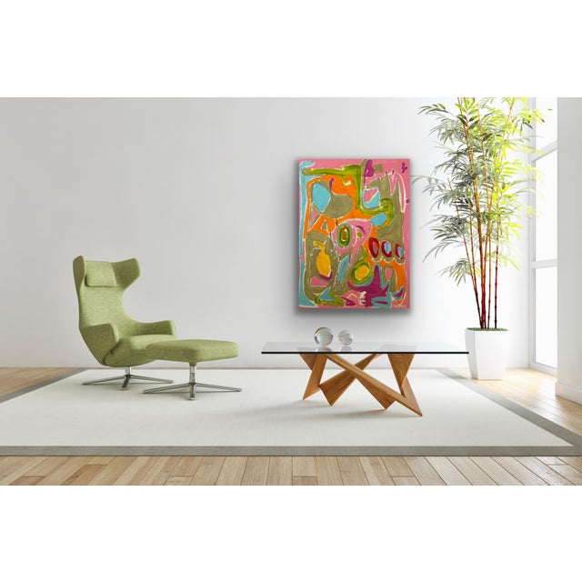 A vibrant and energetic 36x48 large-scale abstract expressionist painting by the artist KAMMY. This original work features...