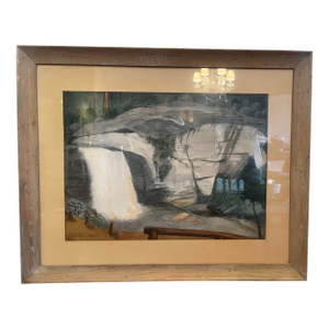 1953 Water Color Landscape of Looking Glass Falls Pisgah National Forest Nc . By w.k Lewis