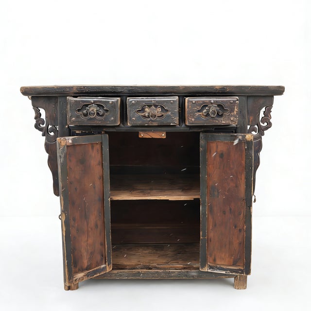 Black 3 Drawer Solid Wood Coffer For Sale - Image 11 of 13