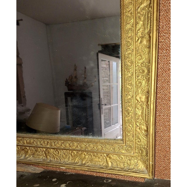 Wood Large Empire Restoration Fireplace Mirror, 1820 For Sale - Image 7 of 8