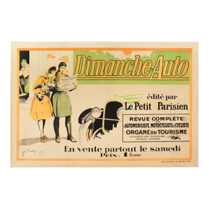 1928 French Magazine Poster, Dimanche-Auto