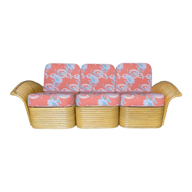 Restored Rattan "Golden Girls" Sofa & Lounge Chairs Livingroom Set For Sale - Image 10 of 14
