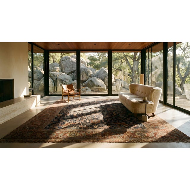 Excellent and Vibrant Navy Ground Color With Traditional Heriz Serapi Style Persian Rug For Sale - Image 10 of 11