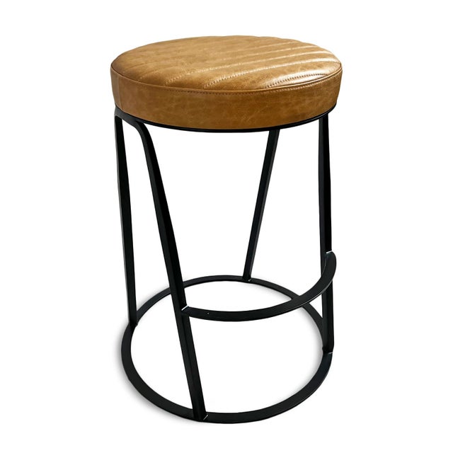 2020s Tufted Nubuck Leather Counter Stool For Sale - Image 5 of 9