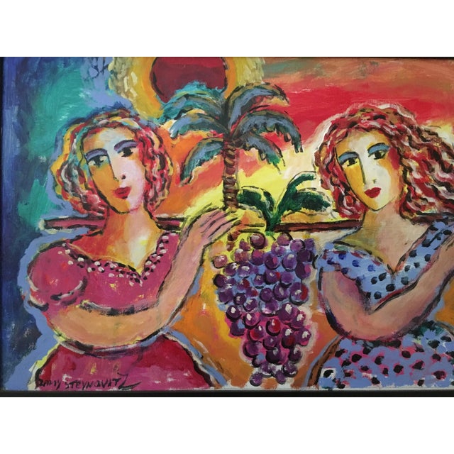 Contemporary Zammy Steynovitz, Zamy Steynovitz Beauties Carrying A Bunch of Grapes Original Oil For Sale - Image 3 of 7