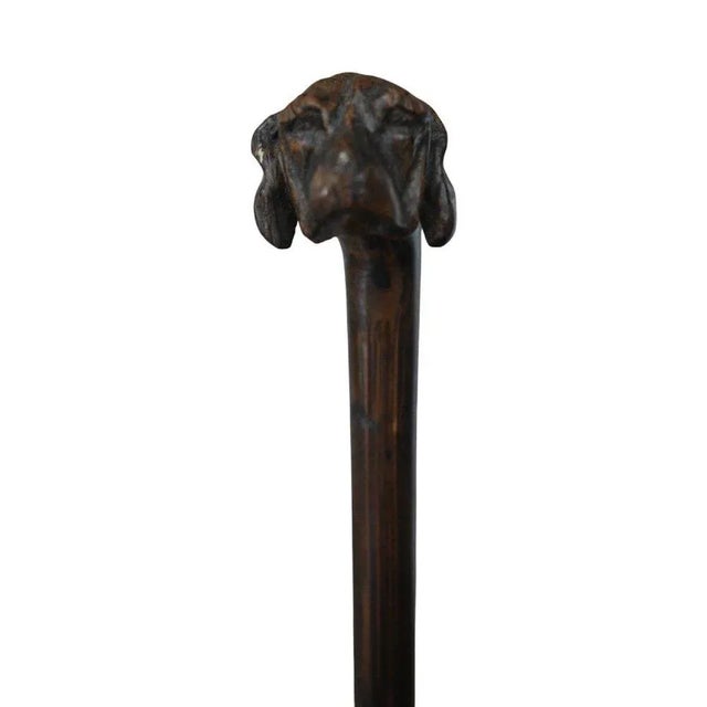 Wood Antique Cane Carved with Dogs Head, 1900 For Sale - Image 7 of 8