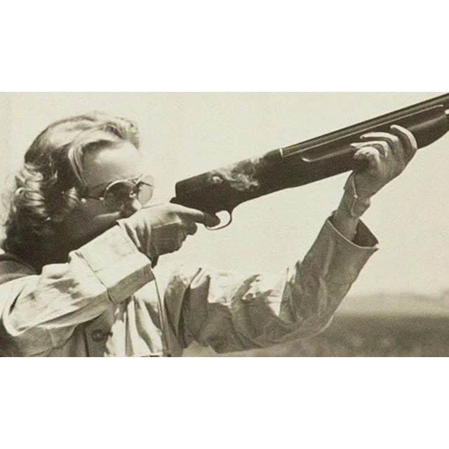 Incredible and rare photograph of Carole Lombard at skeet shooting range. From Russell Birdwell, Selznick International...