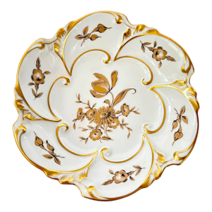Vintage Jlmenau Graf Von Henneberg Porcelain Bowl – White & Gold, Made in East Germany, Model 5271
