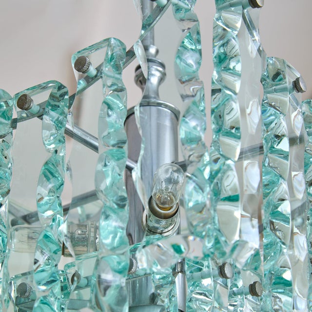 Italian Glass + Chrome Pendant, 1970s For Sale - Image 10 of 12