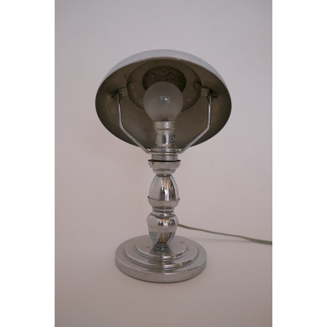 Modern French Modernist Streamline Chrome Table Lamp, 1930s For Sale - Image 3 of 18