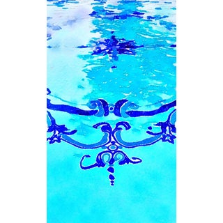 Sea Island Pool - Hollywood Regency Swimming Pool Art - Digital Watercolor Print From Original Color Photograph by Suzanne MacCrone Rogers For Sale