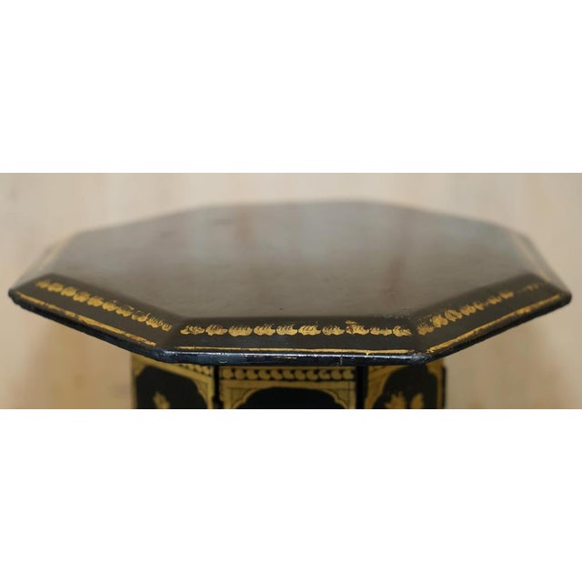 Antique Victorian Chinoiserie Lacquered Folding Side Table For Sale - Image 4 of 17
