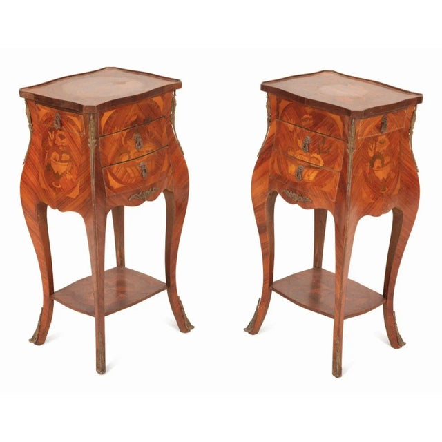 A Pair of Dutch Marquetry Side Tables With Gilt Metal Mounts For Sale - Image 4 of 6