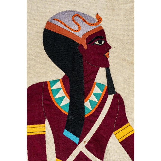 Amazing Large Antique Egyptian Egypt Wall Hanging Hand Sewn Appliqué Textile Egyptian Art Statement Tapestry Banner Home Decor For Sale - Image 4 of 14