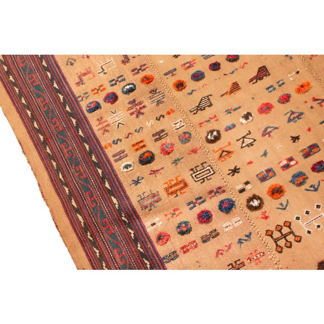 Rug & Kilim Antique Persian Beige and Red Kilim-Jajim Wool Rug For Sale - Image 4 of 8