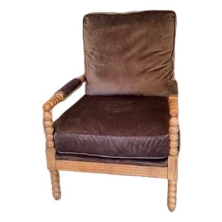 Velvet Spindle Arm Chair For Sale