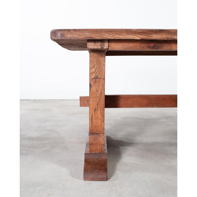Monumental French Arts Crafts Oak Farmhouse Dining Table 9.5 Ft For Sale - Image 13 of 16