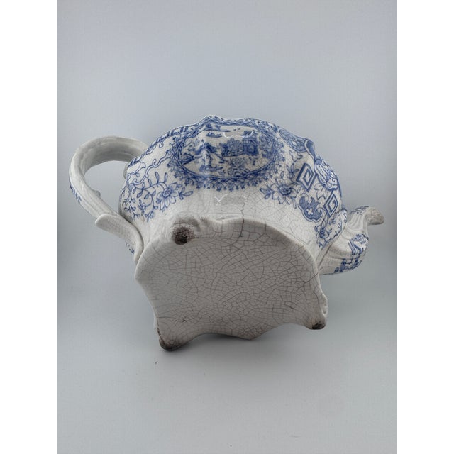 Early 19th Century Early 19th Century English Blue & White Transferware Teapot, Staffordshire c.1820 For Sale - Image 5 of 12