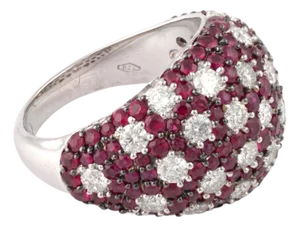 Natural Ruby Ring 3.42 Carats and Diamonds 0.26 Carats in 18k Gold, Size 6
