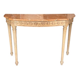 Mid 20th Century Italian Louis XVI Style Console With Rouge Marble Top For Sale