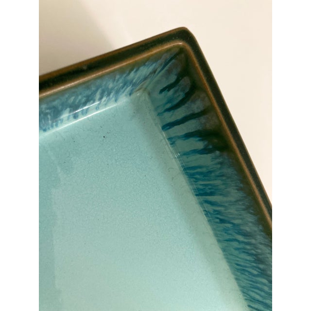 A large and colorful Japanese glazed ceramic Tray for use in serving or Ikebana. From the Otagiri Manufacturing Company...