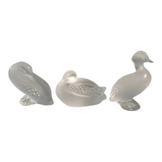 Lalique France Crystal Duck "Canard" Trio For Sale