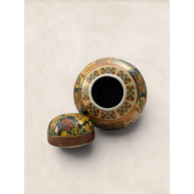 Tan Antique Small Ceramic Satsuma Ginger Jar For Sale - Image 8 of 9
