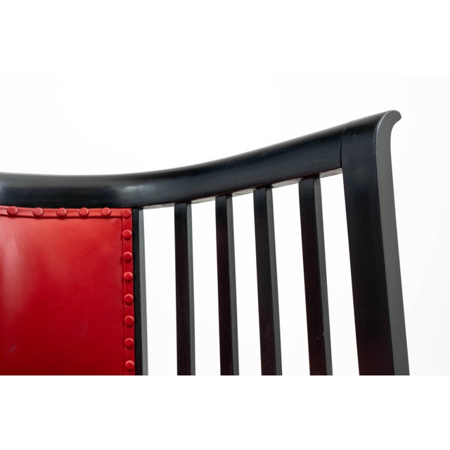 Vintage Armchair in Black-Finished Beech and Red Leather by Josef Hoffmann for Jacob & Josef Kohn For Sale - Image 18 of 18