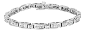 14K White Gold 2.0 Cttw Baguette and Princess-Cut Diamond Tennis Bracelet (H-I Color, SI1-SI2 Clarity) - 7"