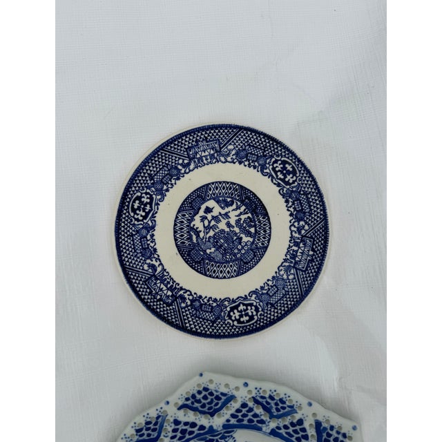 Blue Chinosierie China Wall Plates - A Set For Sale - Image 6 of 10
