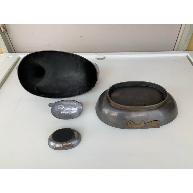Mid-Century Modern Vintage Pewter & Brass Duck Trinket Boxes -2 For Sale - Image 3 of 11