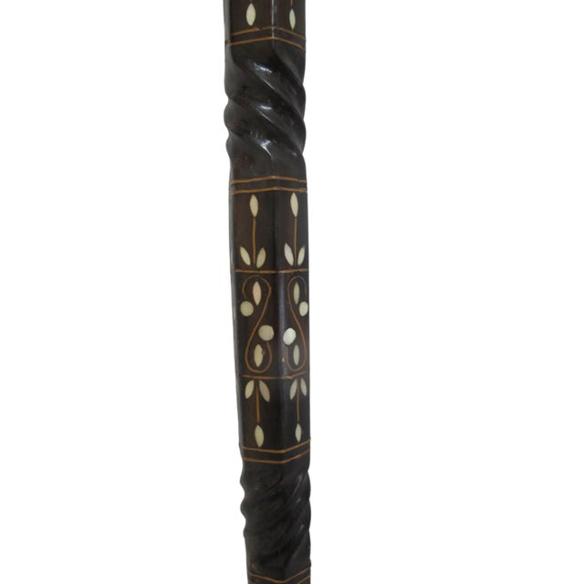 Early 20th Century Crescent Moon & Star Inlaid Wood Mother of Pearl Cane Walking Stick For Sale - Image 5 of 12